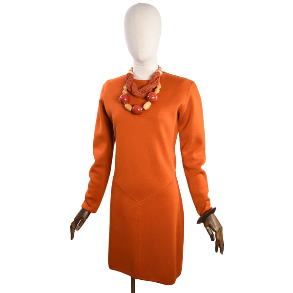 YSL vintage dress, 1990s Yves Saint Laurent vintage orange knit dress.