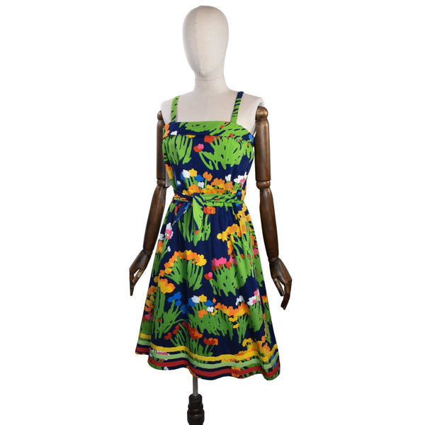 VINTAGE printed dress, vintage 1970s printed cotton dress, Blair Woolverton printed dress.