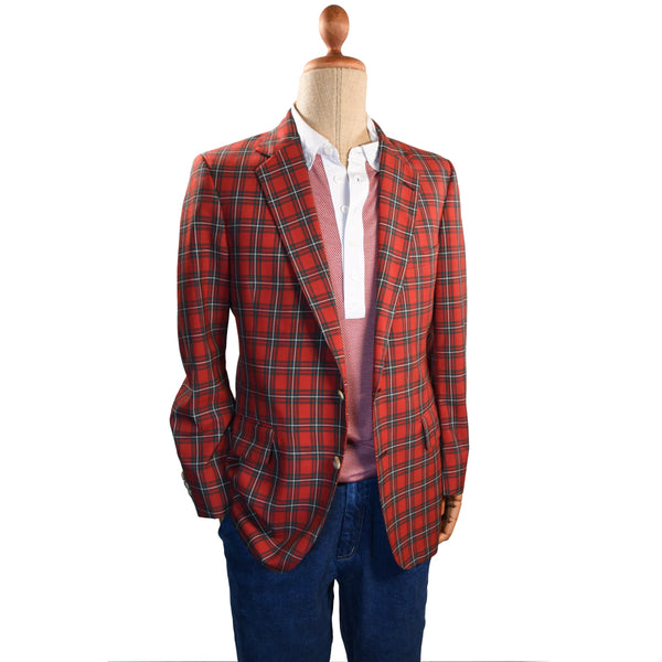 LACOSTE vintage blazer, 1980s vintage checked blazer, men's vintage plaid blazer.