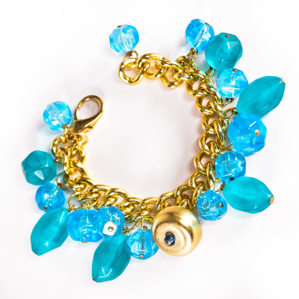 VINTAGE bracelet from the 80's, chain bracelet with acrylic stones charms.