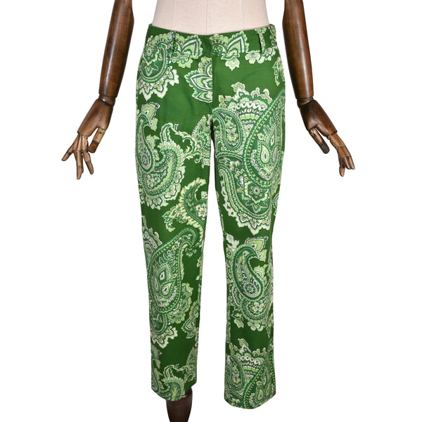 MOSCHINO JEANS paisley printed pants, low rise cotton pants,  size 36 pants.