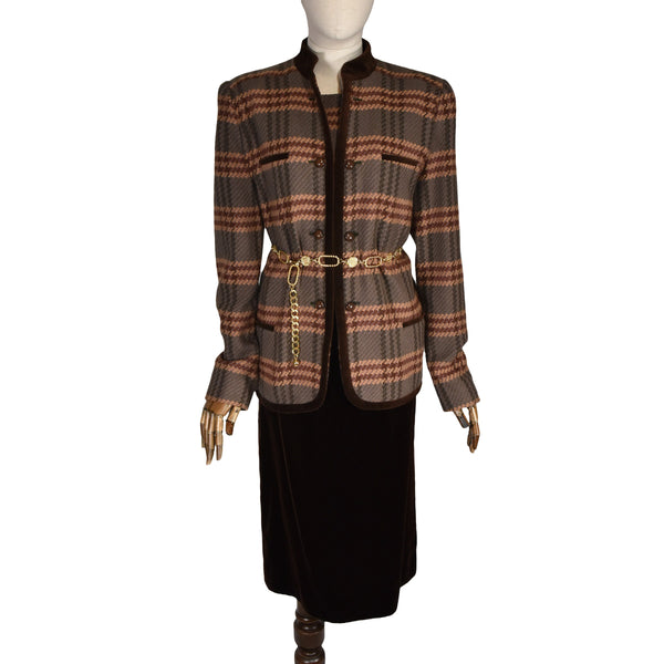 VALENTINO vintage wool jacket, 1980s Valentino Miss V plaid blazer, Valentino Garavani XL wool check jacket.