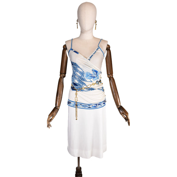 LEONARD Paris vintage 1990s skirt set - two-piece outfit for summer, strap top and classic white pencil skirt ensemble, made in France