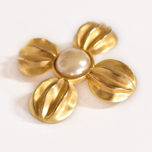 GIVENCHY vintage brooch, flower design vintage brooch, Givenchy dual-purpose brooch/pendant, matte gold finish pendant.