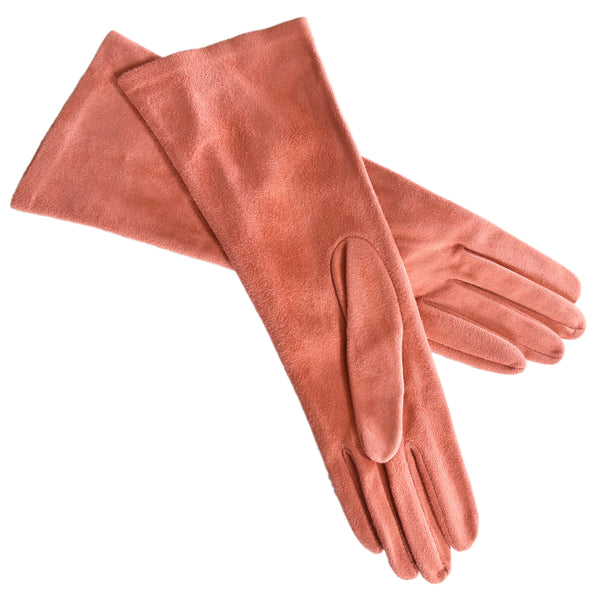 YVES SAINT LAURENT vintage suede gloves for women. 90s Ysl soft suede pink gloves with silk-lined, luxury accessories.