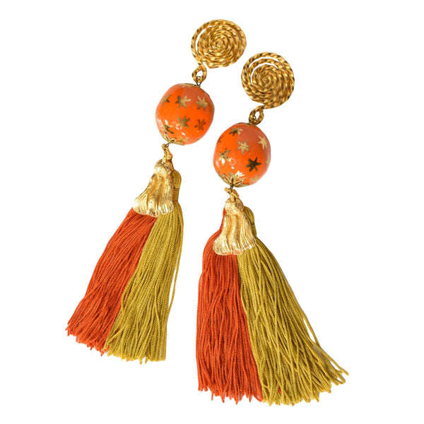 YVES SAINT LAURENT earrings, 1990s documented Ysl tassel earrings, 1990/91 Saint Laurent rive gauche runway maxi earrings.